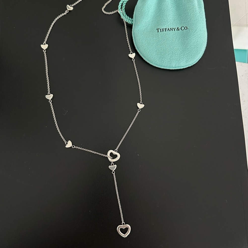 Tiffany & Co. Silver Heart Drop Necklace